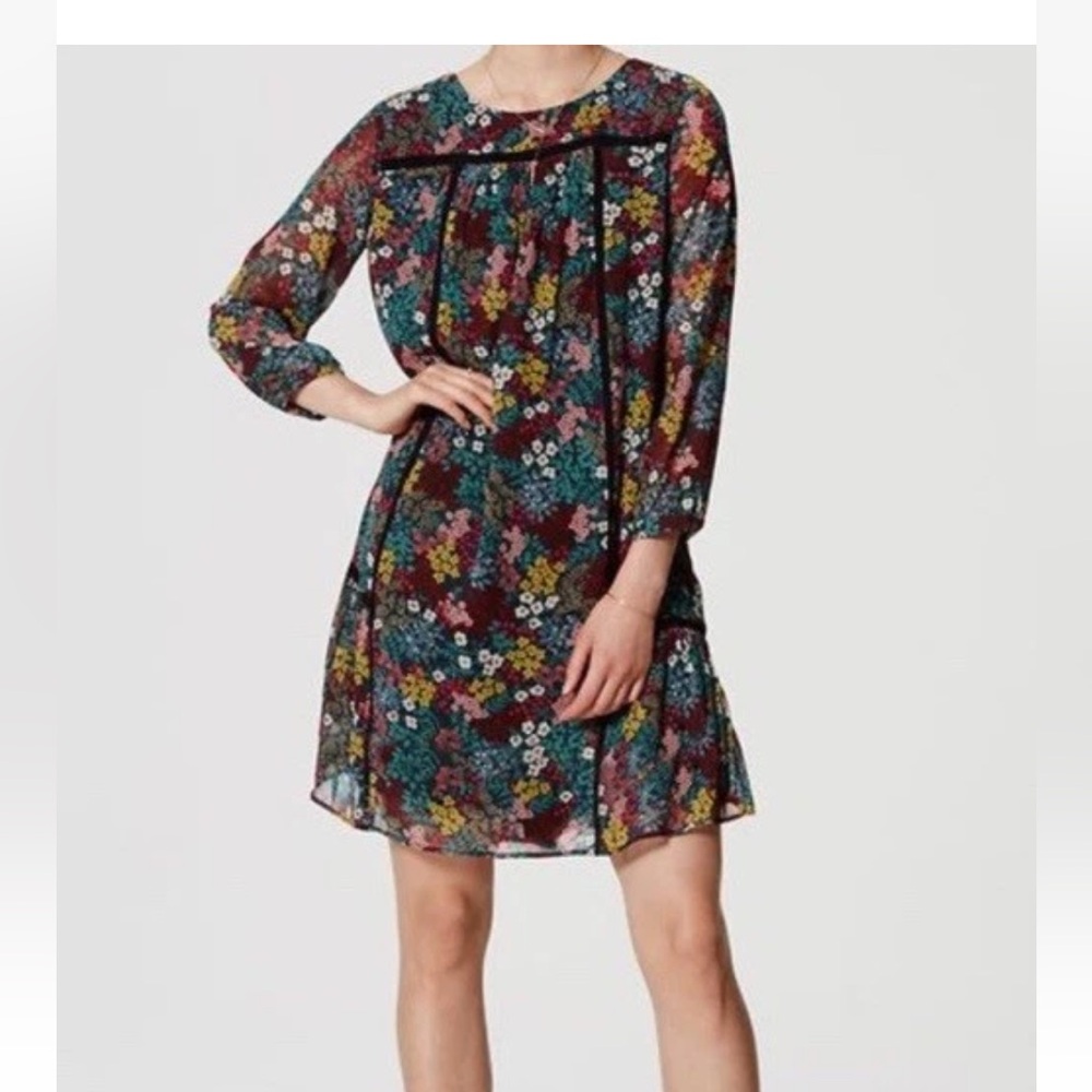 LOFT Long Sleeve Dress with Floral Print